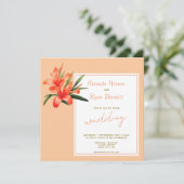 Invitation Mariage Floral Orange Oleander Watercolor (Debout devant)