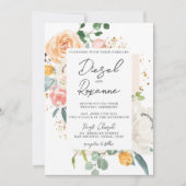 Invitation Mariage Floral Orange Peach (Devant)