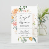 Invitation Mariage Floral Orange Peach (Debout devant)
