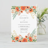 Invitation Mariage Floral Orange Radiant (Debout devant)