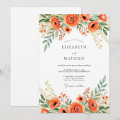 Invitation Mariage Floral Orange Radiant (Devant / Derrière)