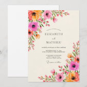 Invitation Mariage Floral Orange Rose (Devant / Derrière)