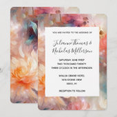 Invitation Mariage floral orangé rose (Devant / Derrière)