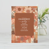 Invitation Mariage floral orange Super rétro (Debout devant)