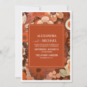 Invitation Mariage floral orange Super rétro (Devant)