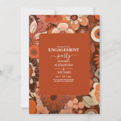 Invitation Mariage floral orange Super rétro (Devant)