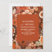 Invitation Mariage floral orange Super rétro (Devant)