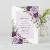 Invitation Mariage Floral Orné de Lilas (Debout devant)