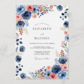 Invitation Mariage Floral Painter Naval (Devant)