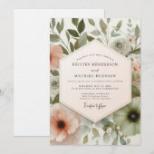 Invitation Mariage Floral Painterly Rose Clair (Devant / Derrière)