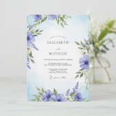 Invitation Mariage Floral Painterque Periwinkle (Debout devant)