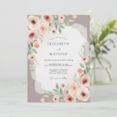Invitation Mariage Floral Painterque Rose Poussiéreux (Debout devant)