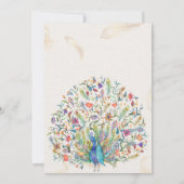 Invitation Mariage floral paon rustique (Dos)