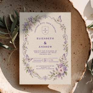 Invitation Mariage Floral Papillon Lilas