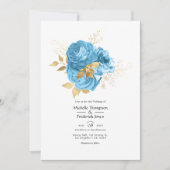 Invitation Mariage floral Pastel Bleu et Or (Devant)