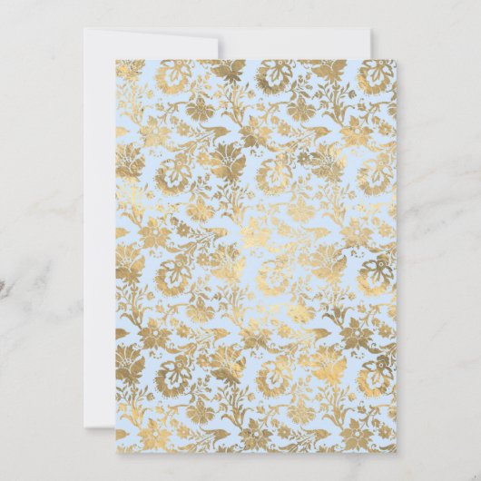 Invitation Mariage floral Pastel Bleu et Or (Dos)
