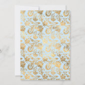 Invitation Mariage floral Pastel Bleu et Or (Dos)