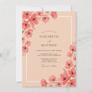 Invitation Mariage Floral Pastel Corail