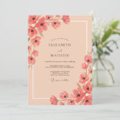 Invitation Mariage Floral Pastel Corail (Debout devant)