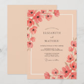 Invitation Mariage Floral Pastel Corail (Devant / Derrière)