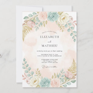 Invitation Mariage Floral Pastel Pêche