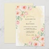 Invitation Mariage Floral Pastel Pêche Embrassant (Devant / Derrière)