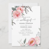 Invitation Mariage floral Pastel Pink et Grey Boho (Devant)