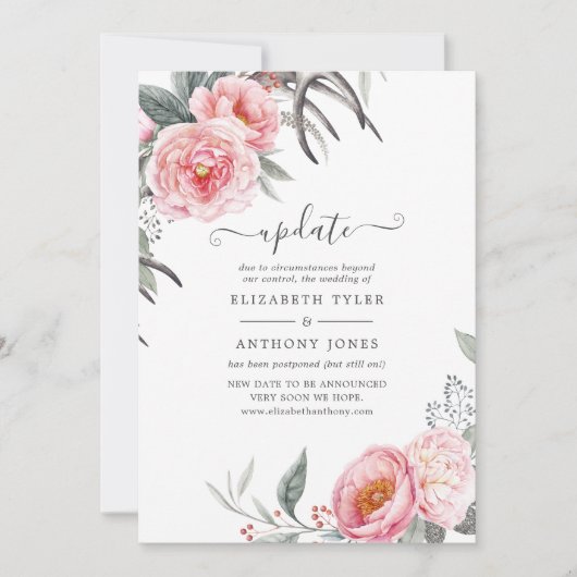Invitation Mariage floral Pastel Pink et Grey Boho (Devant)