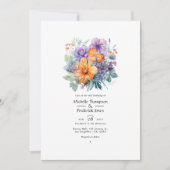 Invitation Mariage floral Pastel Purple, Orange et Mint (Devant)