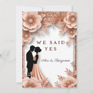 Invitation 💖 Mariage Floral Peach Or Rose Gold Style de Prin