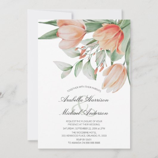Invitation Mariage floral Peachy (Devant)