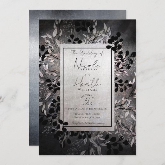 Invitation Mariage floral Pearly Opalescent (Devant / Derrière)