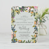 Invitation Mariage floral peint (Debout devant)