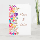 Invitation Mariage floral peint à la main Photo tout en un (Devant)