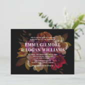 Invitation Mariage floral peint moderne foncé et moody (Debout devant)