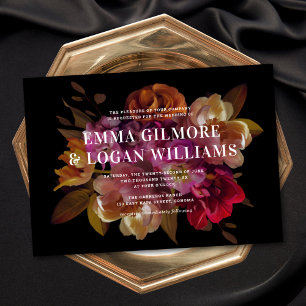 Invitation Mariage floral peint moderne foncé et moody