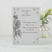 Invitation Mariage Floral Peony Argent Noir Enregistrer La Da (Debout devant)