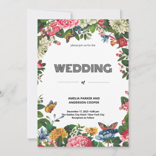 Invitation Mariage floral personnalisable (Devant)