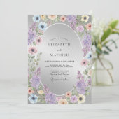 Invitation Mariage Floral Pervenche Embrassant (Debout devant)