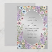 Invitation Mariage Floral Pervenche Embrassant (Devant / Derrière)