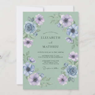 Invitation Mariage Floral Pinceau Sauge
