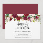 Invitation Mariage Floral Pink Marsala Réception de Fiançaill (Devant / Derrière)