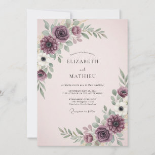 Invitation Mariage Floral Plum Moody