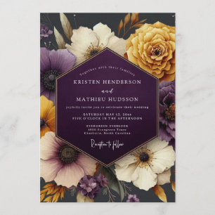Invitation Mariage Floral Plum & Or Humeur