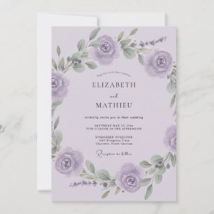 Invitation Mariage Floral Poétique Lilas