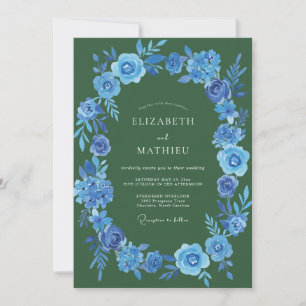 Invitation Mariage Floral Poétique Vert Forêt