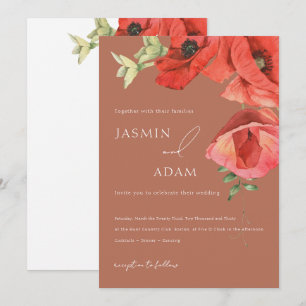 Invitation Mariage Floral Poppy Rouge Terracotta
