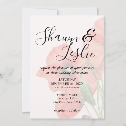 Invitation mariage Floral Poppy Seed (Devant)