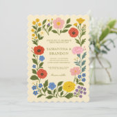 Invitation Mariage Floral Populaire Coloré  (Debout devant)