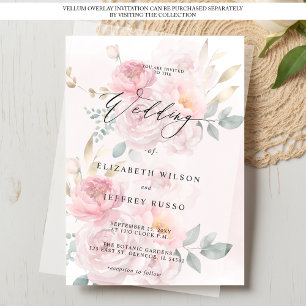 Invitation Mariage floral pour superposition de vellum